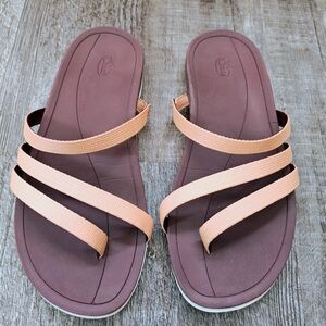 Chaco Flip Flop Asymmetrical Orange Sandals Women's size 6